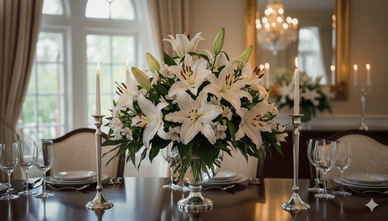Elegant white lily centerpiece