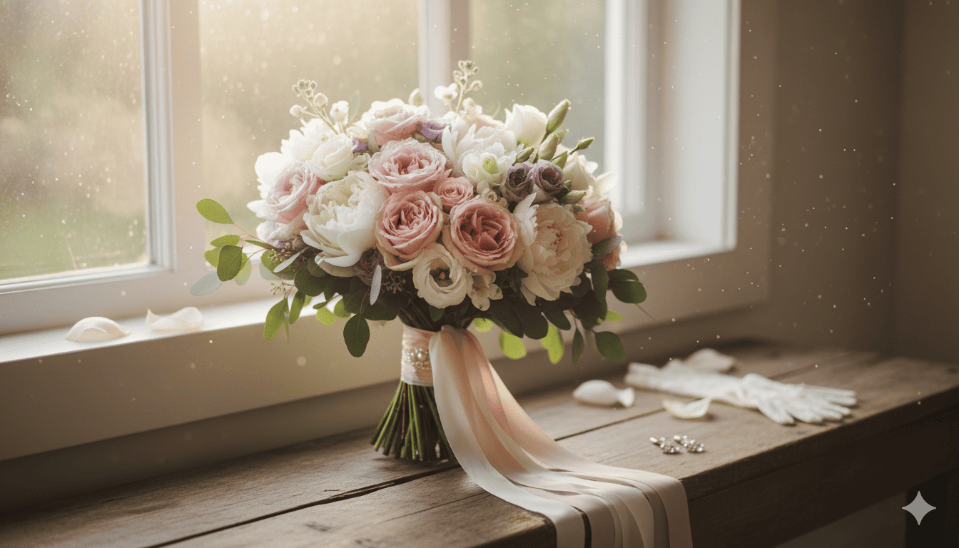 Beautiful wedding bouquet arrangement